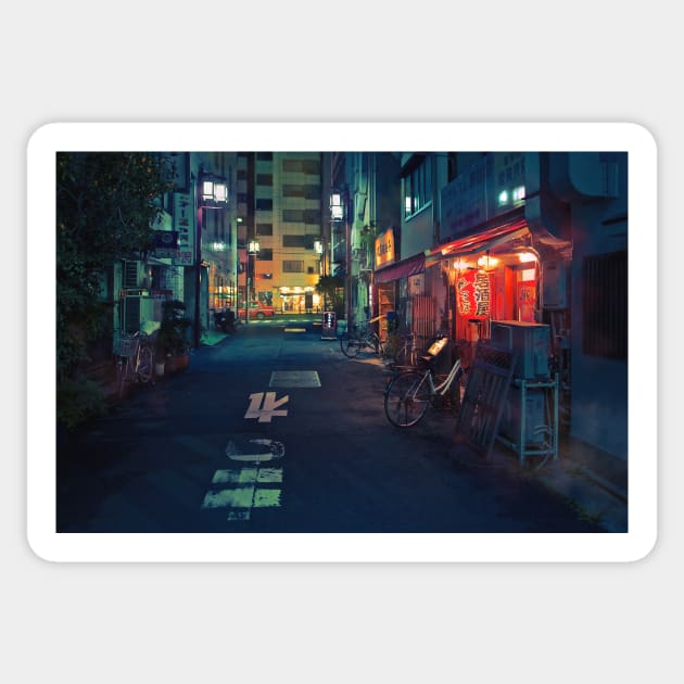 Neo Tokyo - Quiet street in Shinjuku Sticker by TokyoLuv